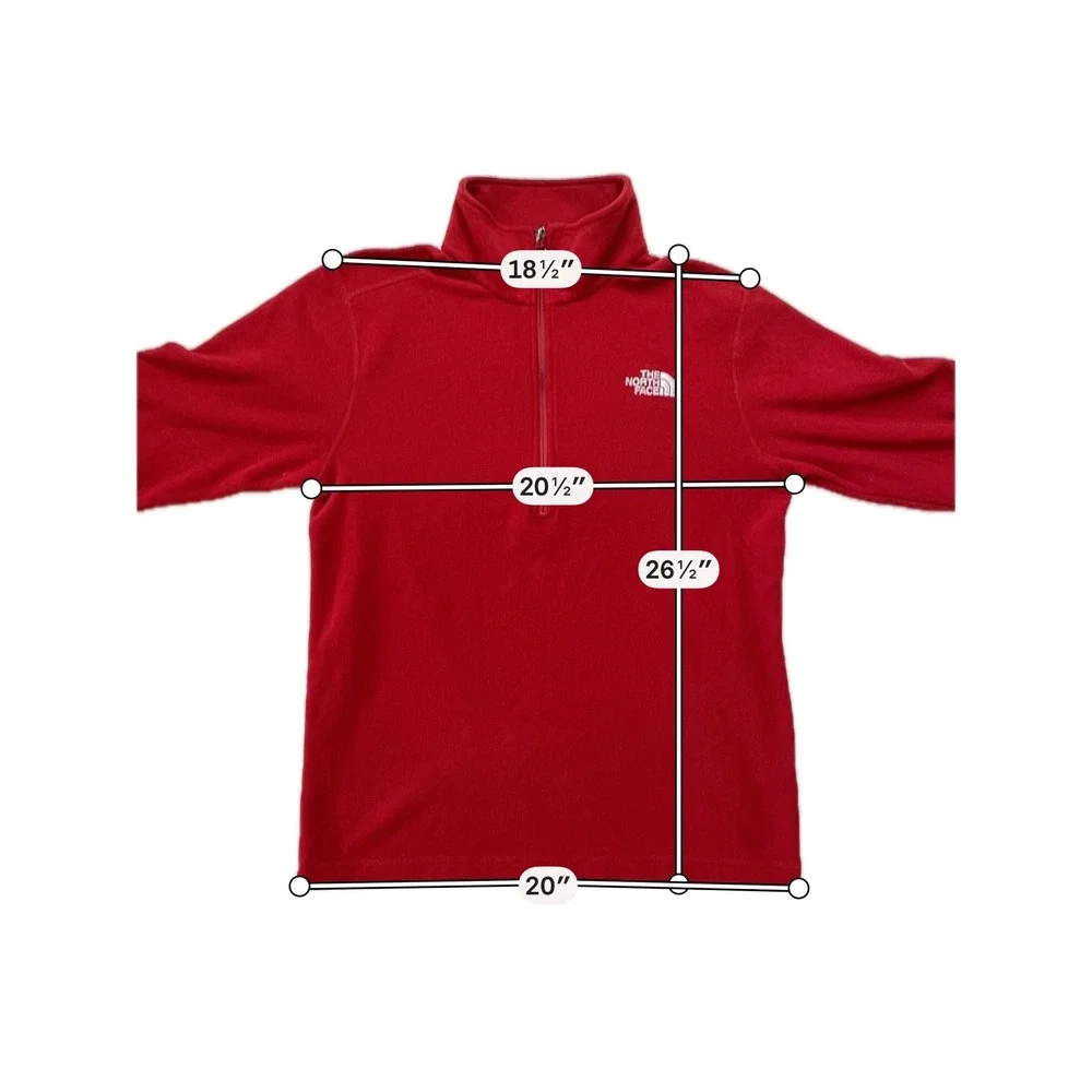 The North Face Mens TKA 100 1/4 Zip Fleece Pullover Red Medium Regular Fit